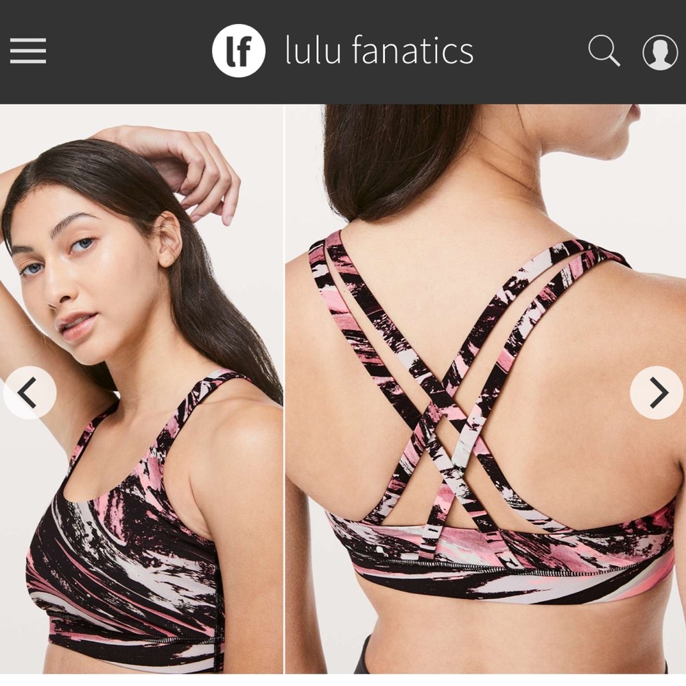 Lululemon Energy Sports Bra Sz 4 B C Colour Splash Multi Black Luxtreme Abstract